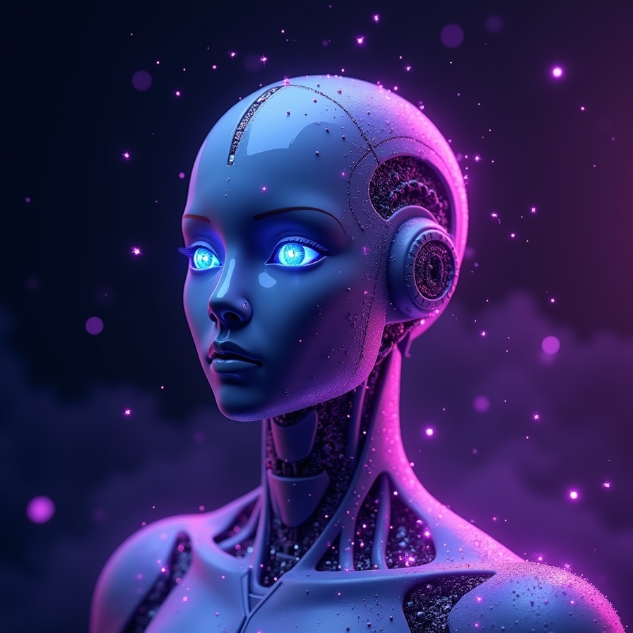 flux dev a professional holographic ai assistant figure with a 0
